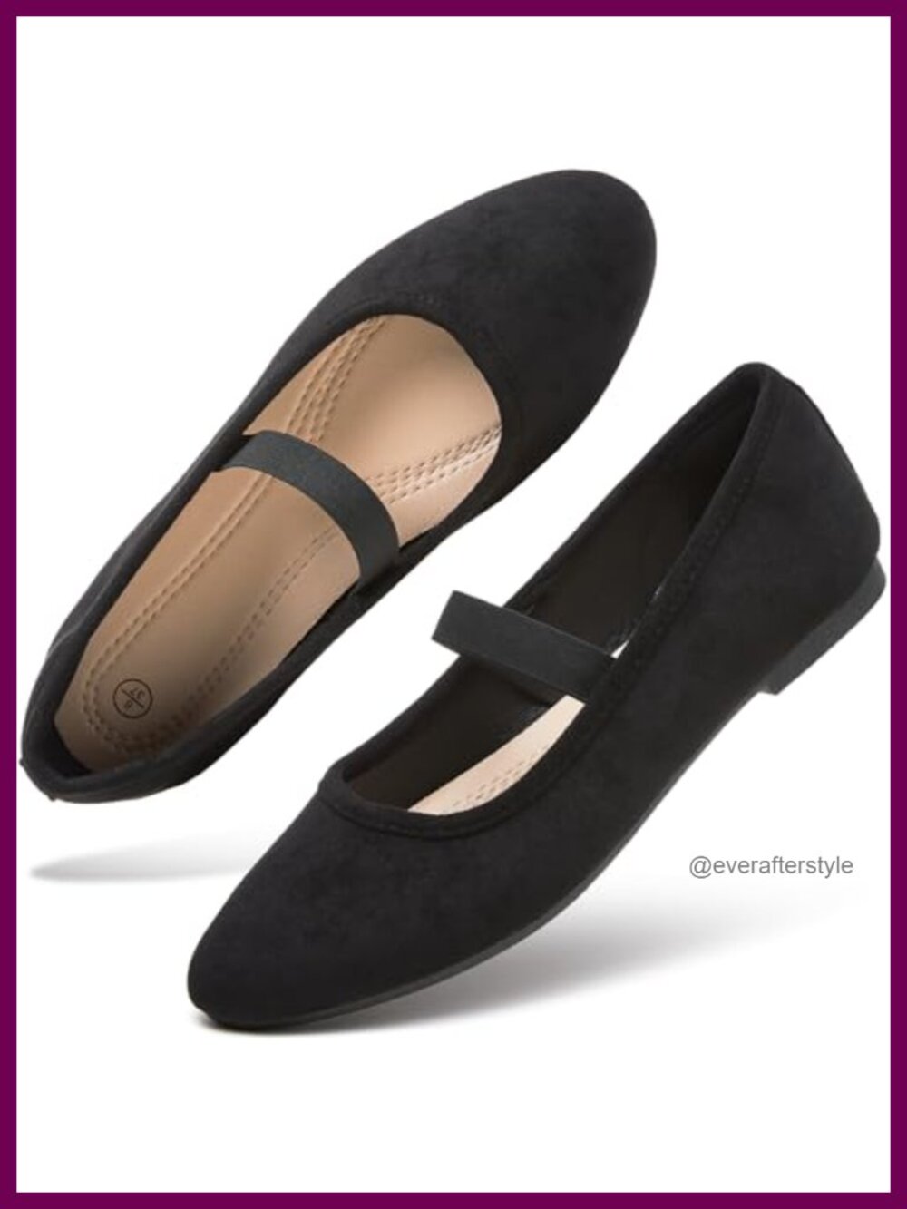 hash bubbie Womens Suede Mary Janes Ballet Flats Round Toe Slip On Dress Shoes